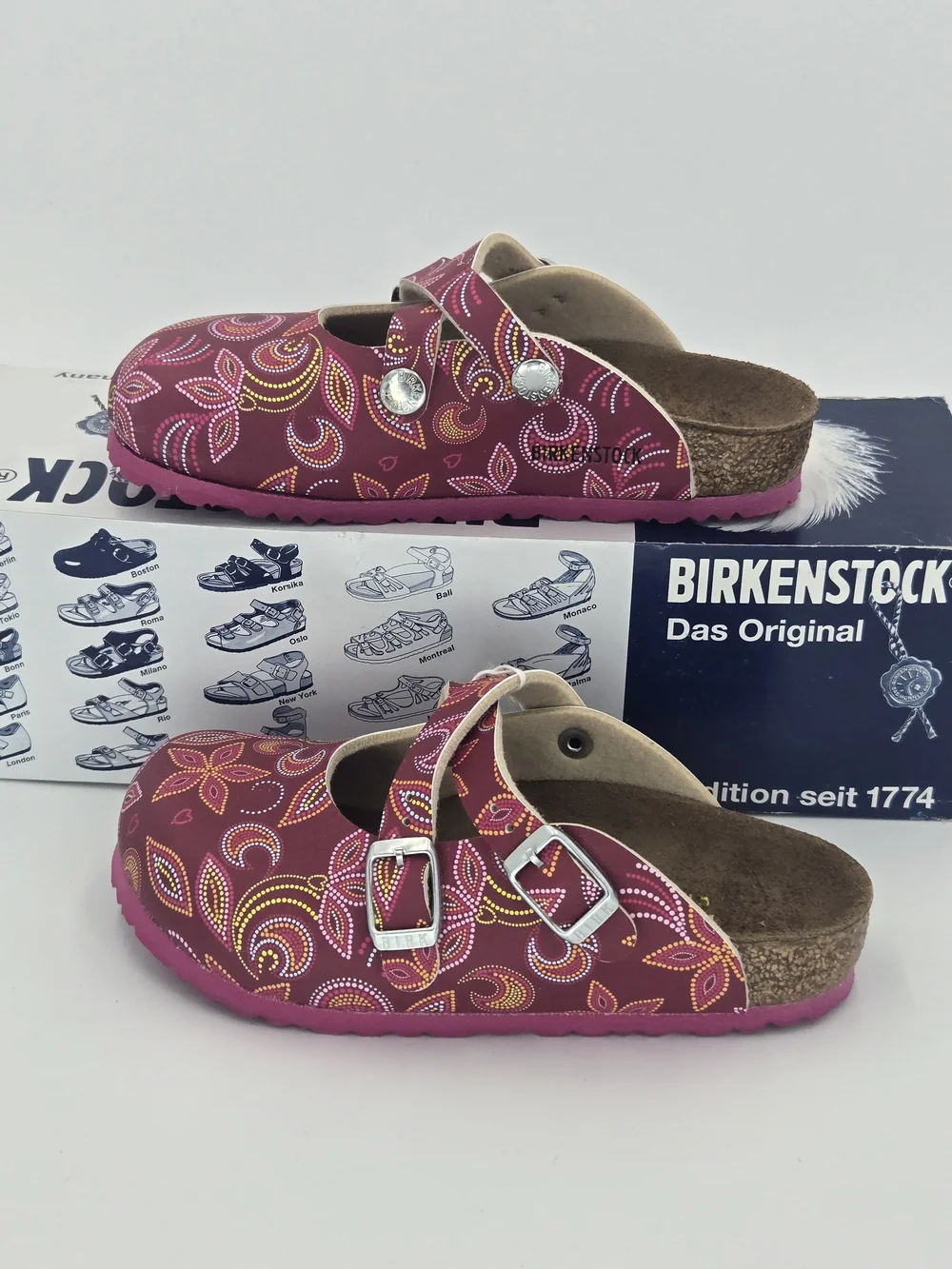 Birkenstock Dorian Kinder Birko-Flor Red Flower Mary Jane Clogs Size C11 Toddler